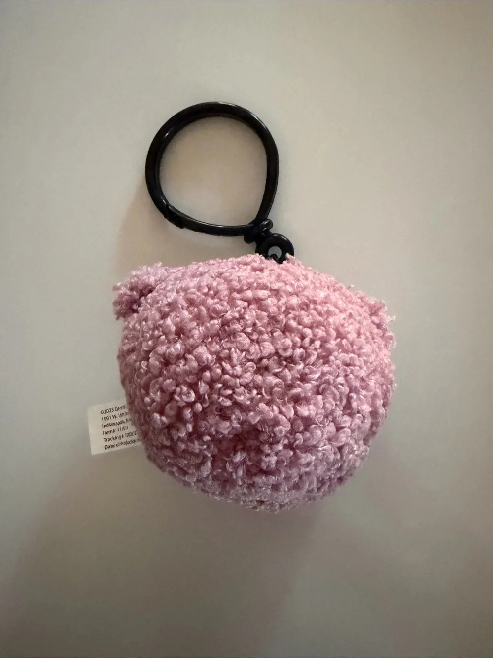 Genertg Plush Pink Curly Keychain Accent